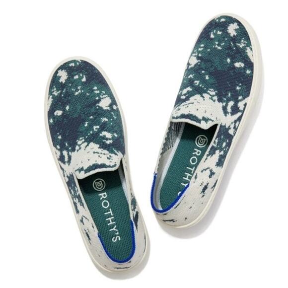 Rothy's The Sneakers in Shibori Sea Green Retired Women’s Size 8.5 - Picture 1 of 10